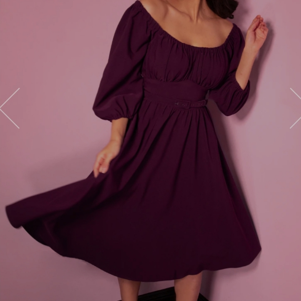 Vixen by Micheline Pitt Eggplant Vacation Dress
